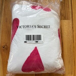 Victoria's Secret white with red hearts blanket -perfect for Valentines gift